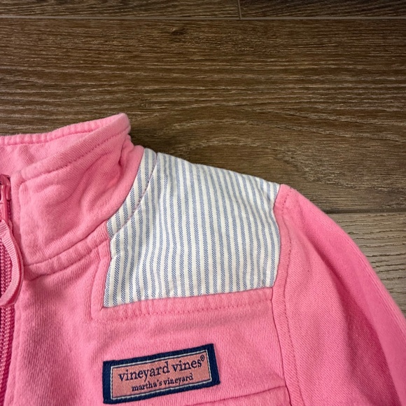 Vineyard Vines Girls Quarter-Zip Shep Shirt Pink Seersucker Sz S Preppy Cotton - Picture 6 of 13